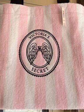 Victoria's Secret Pink and White Striped Beach Towel